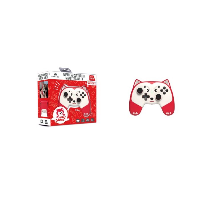 Wireless Controller Doggy for Switch 1 & 2 / PC with paddles - KAWAI Red- NANO
