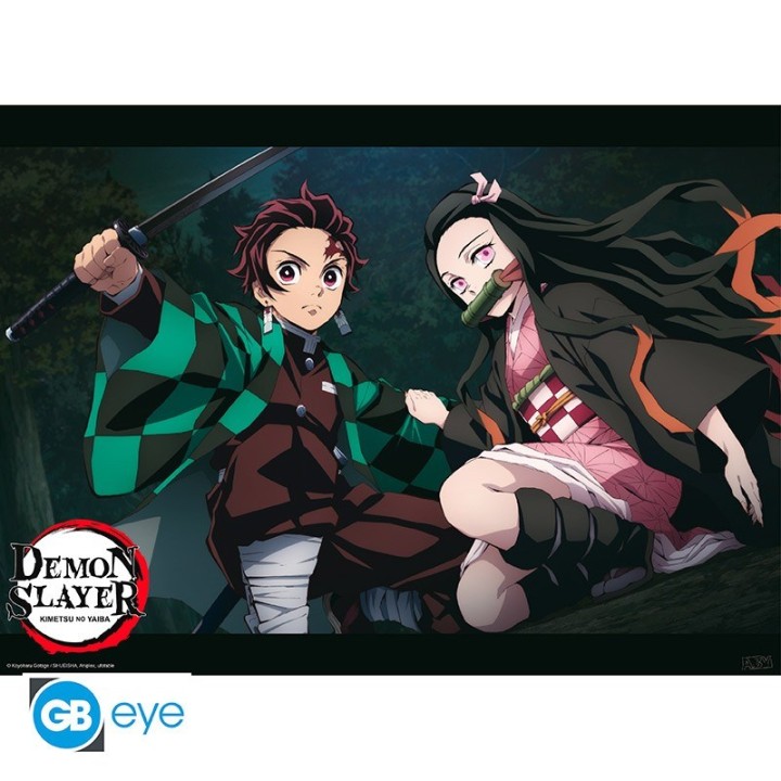 ABYSTYLE DEMON SLAYER - Poster 52x38 : " Tanjiro and Nezuko Fight Positio"