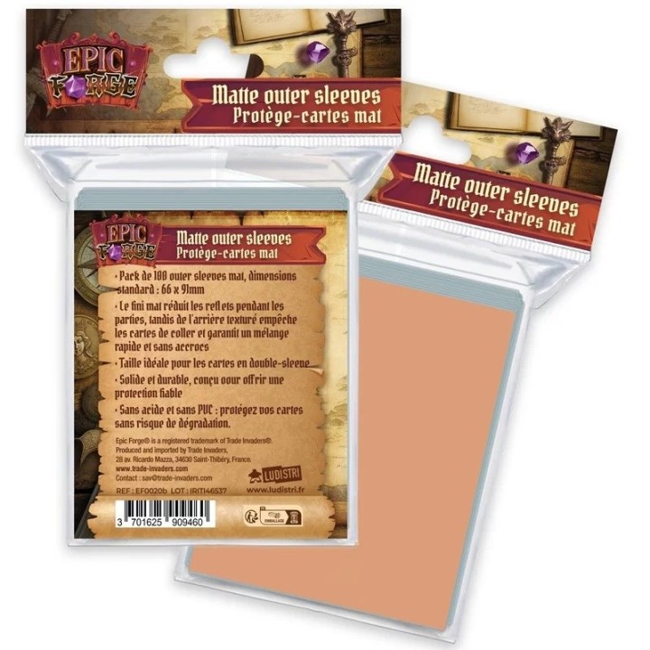 EPIC FORGE Outer sleeves Mat (66*91 mm) x100 (100 microns) - ARANCIONE CHIARO