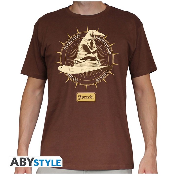 HARRY POTTER - Tshirt "Sorting hat" man SS Brown - basic*Large - Men's T-shirts