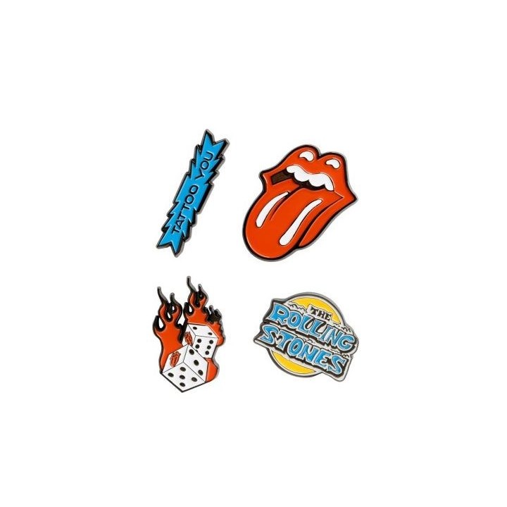 ERIK. SET DI 4 SPILLETTE BADGE THE ROLLING STONES