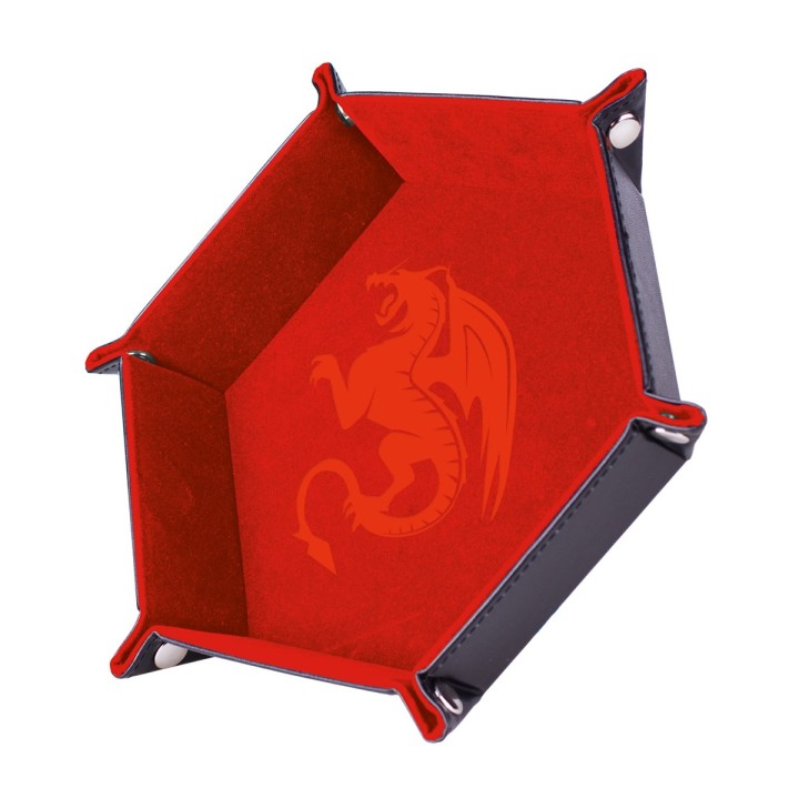 EPIC FORGE Dice tray - Red Dragon - 19 x 19 cm - Velvet and Leather