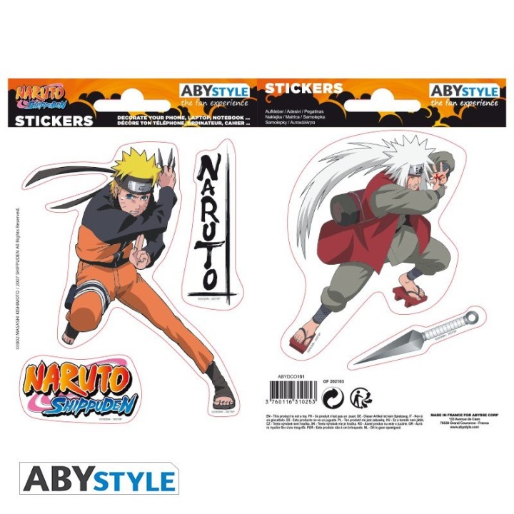ABYSTYLE NARUTO SHIPPUDEN - Mini Adesivi 16x11cm/ 2 Fogli : "Naruto/ Jiraiya"