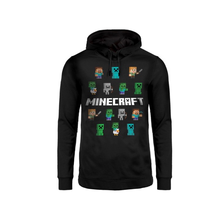 MINECRAFT PERSONAGGI FELPA 12/13 ANNI NERA