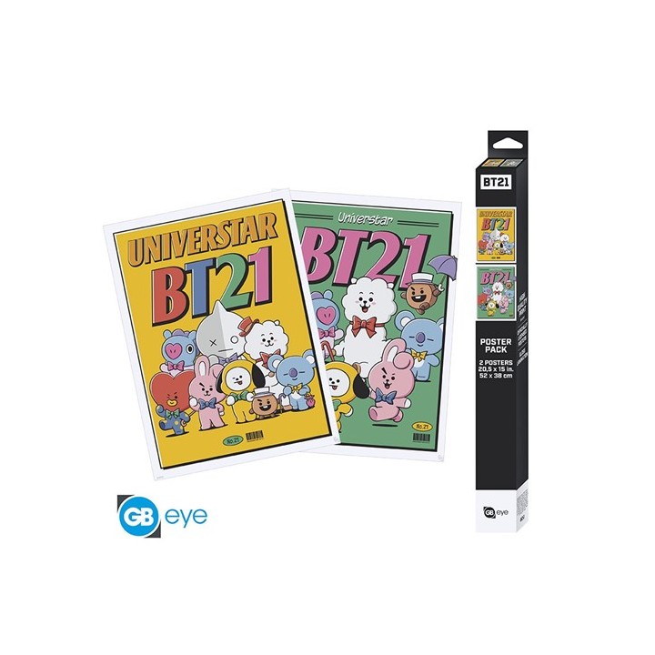 ABYSTYLE BT21 - Set 2 Poster piccoli: "BT21 Vintage Univertar 2" (52x.
