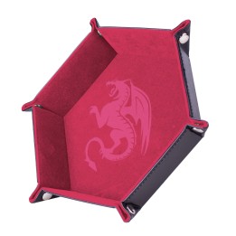 EPIC FORGE Dice tray - Pink Dragon - 19 x 19 cm - Velvet and Leather