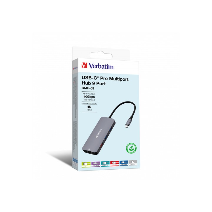 VERBATIM USB C PRO MULTIPORTE HUB 9 IN 1 HDMI 4K