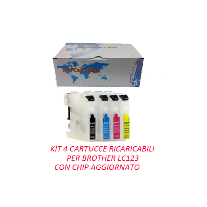 Kit 4 Cartuccia ricaricabile vuota per Brother LC-123 nero ciano mage.