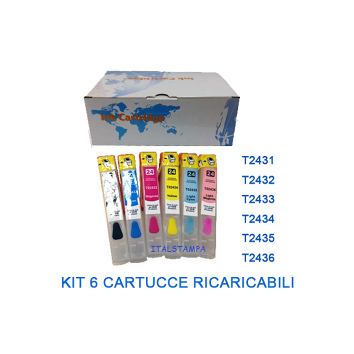Cartuccia ricaricabile vuota per Epson T2431 T2432 T2433 T2434 T2435..