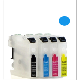 Cartuccia ricaricabile vuota per Brother LC-123 ciano con chip aggior.