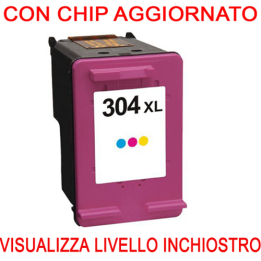CHIP AGGIORNATO N9K07AE Cartuccia rigenerata per HP 304XL colore alta.