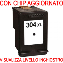 CHIP AGGIORNATO N9K08AE Cartuccia rigenerata per HP 304XL nero alta c.