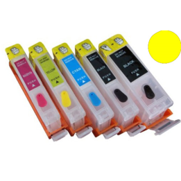 Cartuccia ricaricabile vuota per .Canon CLI-521 giallo con chip autor.