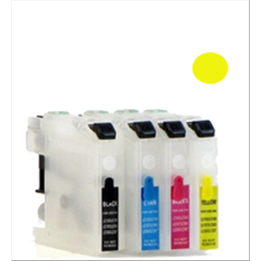 Cartuccia ricaricabile vuota per Brother LC-123 giallo con chip aggio.
