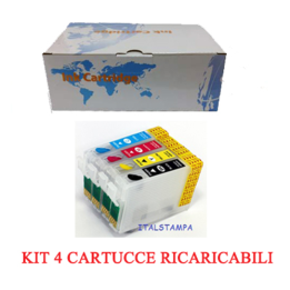 Kit 4 Cartuccia ricaricabile vuota per Epson T1281 T1282 T1283 T1284..