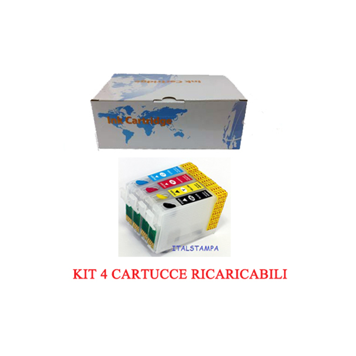 Kit 4 Cartuccia ricaricabile vuota per Epson T1281 T1282 T1283 T1284..