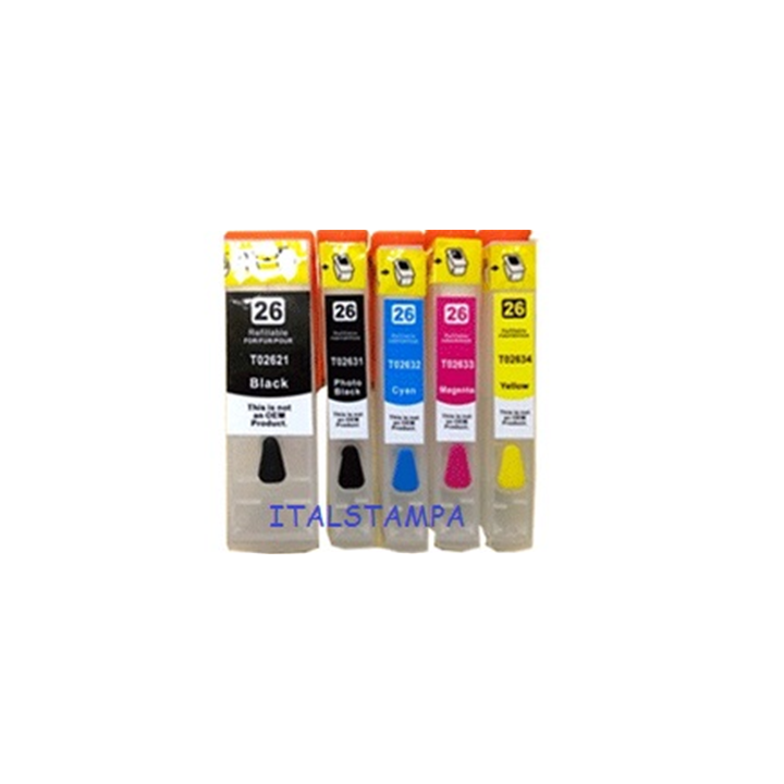 Cartuccia ricaricabile vuota per Epson T2632 ciano con chip autoreset