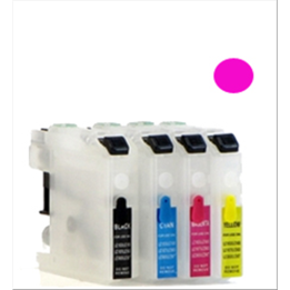 Cartuccia ricaricabile vuota per Brother LC-123 magenta con chip aggi.