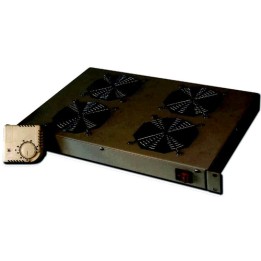 SISTEMA DI VENTILAZIONE CON TERMOSTATO MONTAGGIO FRONTALE IN ARMADIO 19 CON 4 VENTOLE - COLORE NERO