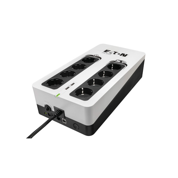 EATON 3S GEN2 UPS DIN, 850 VA 510W INGR: SCHUKO USC: (4) SCHUKO (4) SCHUKO SOLO SURGE COM USB TOWER
