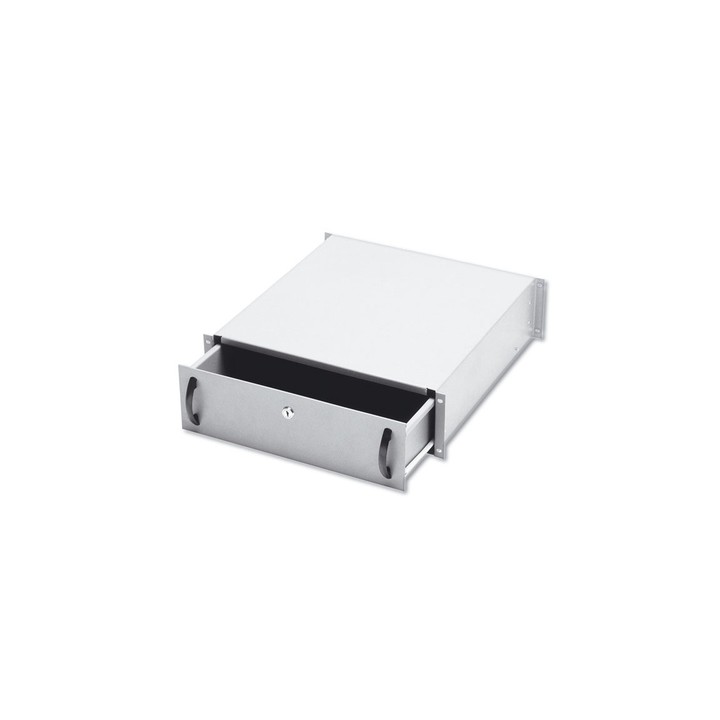 CASSETTO PER ARMADI RACK 19 CON SERRATURA, 3 UNITA, COLORE GRIGIO RAL7035-DIMENSIONI (L/P/A) MM. 485X480X134 (DN-19 KEY-3U)