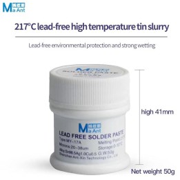 MAANT MY-17A PASTA DI SALDATURA SENZA PIOMBO MICRON 20-38um PESO 50g ALTA TEMP 217o