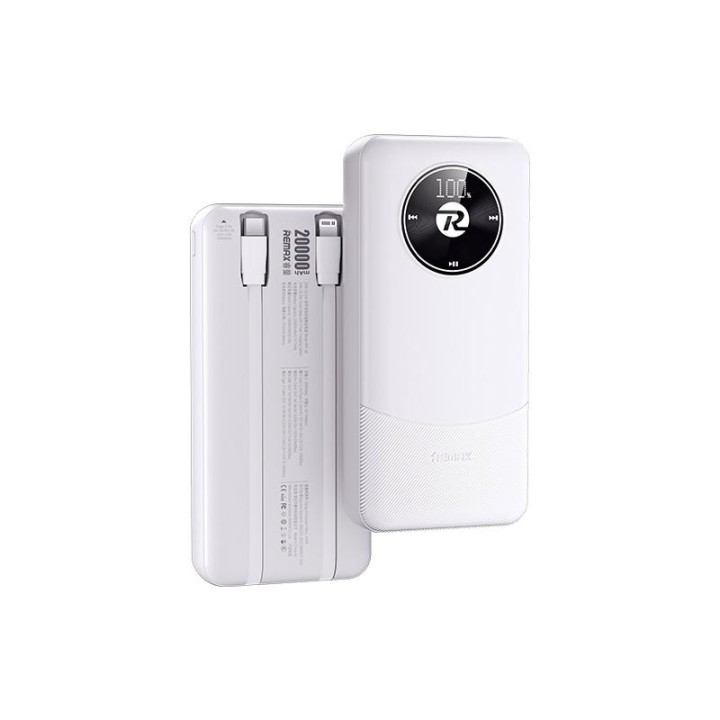 REMAX RPP-38 22.5W BANCA DI POTERE 20000MAH + DISPLAY DIGITALE + TYPE-C / LIGHTNING BIANCO (SUPPORTATO IPHONE 17 / 17 PRO / 17 P