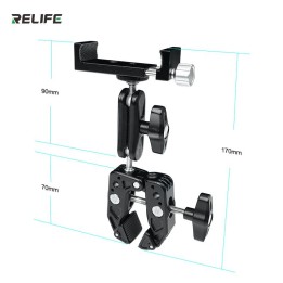 RELIFE TO2 MORSETTO DIREZIONALE MULTIFUNZIONE TESTA A SFERA ROTANTE A 360° PER IL FISSAGGIO DI TELEFONI / TABLET E ALTRI DISPOSI