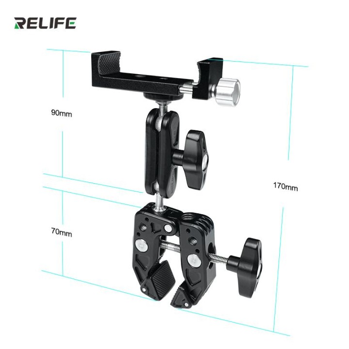 RELIFE TO2 MORSETTO DIREZIONALE MULTIFUNZIONE TESTA A SFERA ROTANTE A 360° PER IL FISSAGGIO DI TELEFONI / TABLET E ALTRI DISPOSI