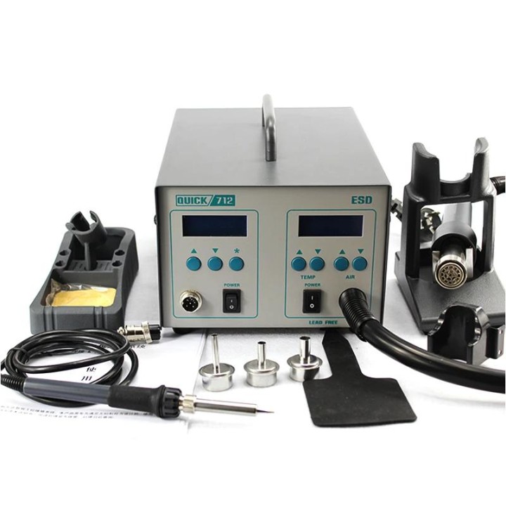 STAZIONE ARIA CALDA QUICK 712 2 IN 1 90W / 1000W 110V 220V PER RIPARAZIONE (VENTO DRITTO)