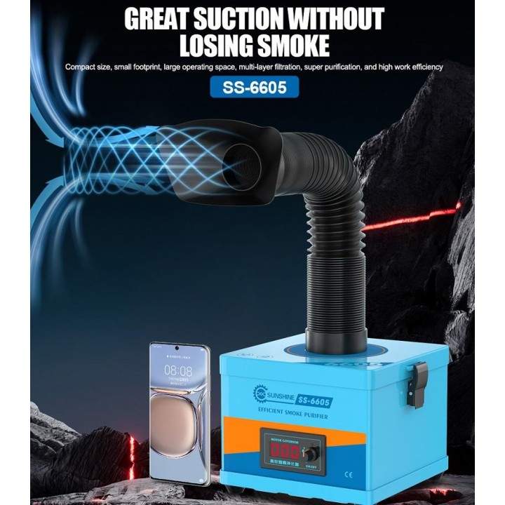 SUNSHINE SS-6605 DEPURATORE DI FUMI AD ALTA EFFICIENZA POTENZA DI ASPIRAZIONE ESTREMAMENTE ELEVATA E ASPIRAZIONE ISTANTANEA AD A