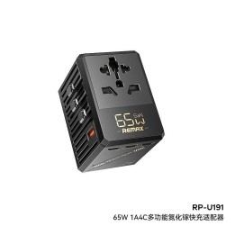 REMAX RP-U191 1A+4C CARICABATTERIE MULTIFUNZIONALE A RICARICA RAPIDA NERO (USB-A*1 18W / TYPE-C*1 65W TYPE-C*3 15W)