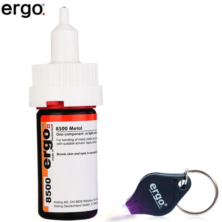 ERGO 8500 ADESIVO UV TRASPARENTE MULTIFUNZIONALE SENZA OMBRE + LAMPADA DI POLIMERIZZAZIONE 20G