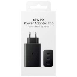 SAMSUNG EP-T6530 ADATTATORE DI ALIMENTAZIONE EU DUAL USB-C (MAX 65W+25W)+ USB-A(MAX 15W) NERO
