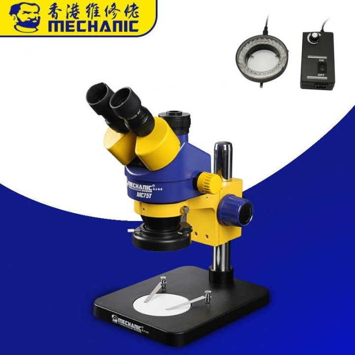 MECHANIC MC75S-B1 MICROSCOPIO BINOCULARE PERRIPARAZIONE MOBILE + LUCE LED DI MICROSCOPIO