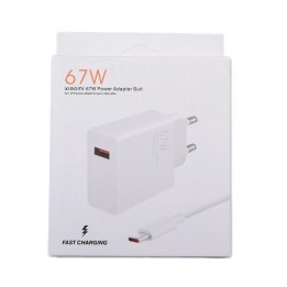 XIAOMI MDY-12-EH CARICATORE SUPERCHARGE 67W + CAVO DI DATI TYPE C CON CONFEZIONE MATERIALE ORIGINALE