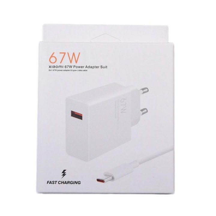 XIAOMI MDY-12-EH CARICATORE SUPERCHARGE 67W + CAVO DI DATI TYPE C CON CONFEZIONE MATERIALE ORIGINALE