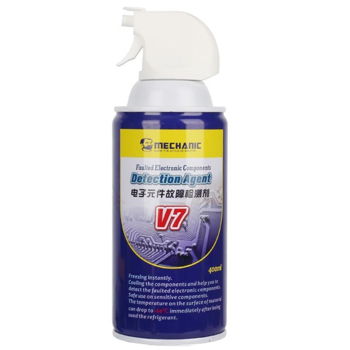 MECHANIC V7 AGENTE DI RILEVAMENTO GUASTI DEI COMPONENTI ELETTRONICI 400ML NON CONDUTTIVO NESSUN DANNO AL CIRCUITO DELLA SCHEDA M