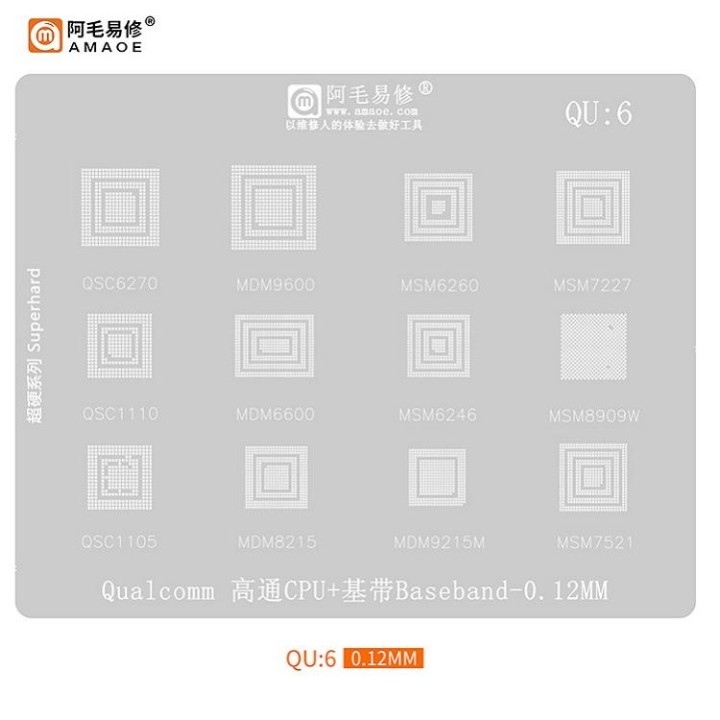 AMAOE STAMPO METALLICO DEGLI IC PER QU-6 QUALCOMM QSC6270 / MDM9600 / MSM6260 / MSM7227 / QSC1110 / MDM6600 / MSM6246 / MSM8909W