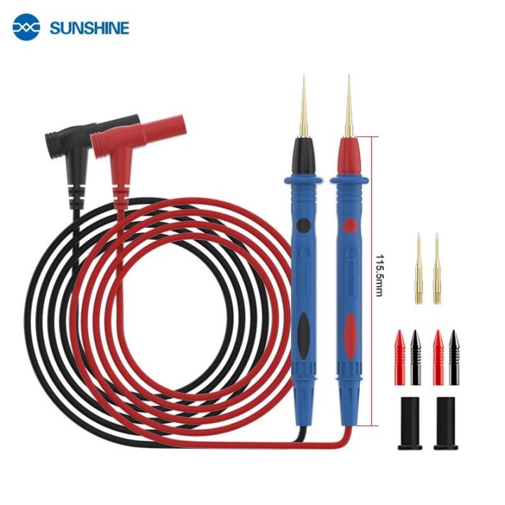 SUNSHINE SS-024B SONDE DI TEST IN ACCIAIO INOX PLACCATO ORO CON PUNTE INTERCAMBIABILI COMPATIBILE CON IL 99% DEI MULTIMETRI IN C