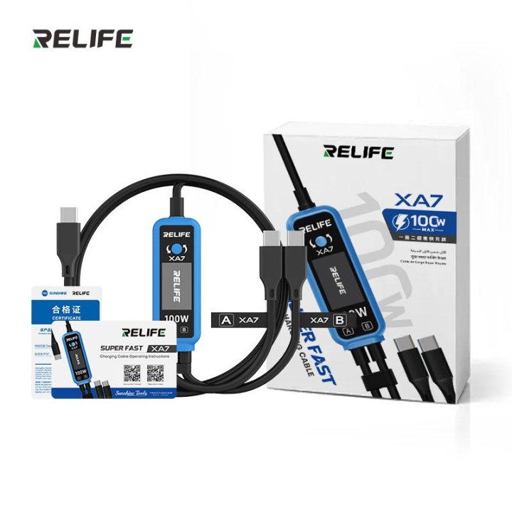 RELIFE XA7 DISPLAY DIGITALE CAVO DI RICARICA SUPER VELOCE A DOPPIA PORTA PER L'UTILIZZO CON DISPOSITIVI APPLE / ANDROID / TYPE-C