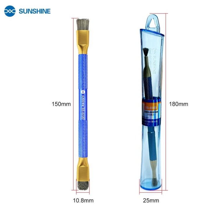 SUNSHINE SS-022D SPAZZOLA A DOPPIA FUNZIONE CON DOPPIA TESTINA IN RAME PER LA MANUTENZIONE DI TELEFONI CELLULARI PULIZIA DEI PAD
