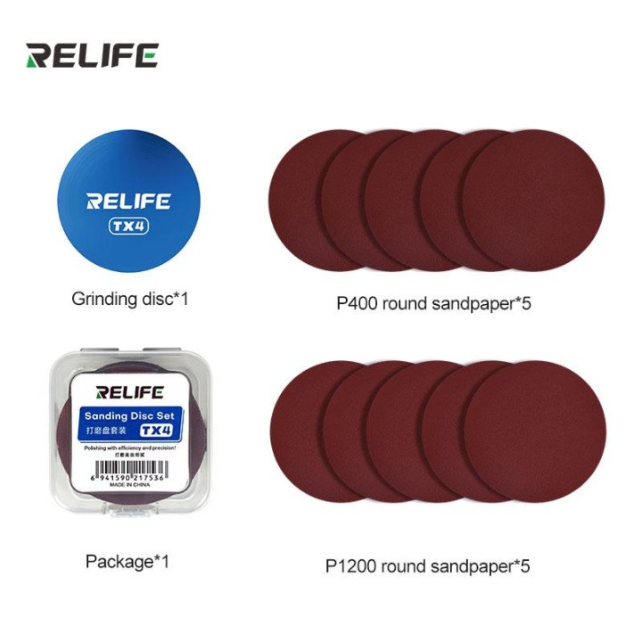 RELIFE TX4 SET DISCHI ABRASIVI PUÒ ESSERE UTILIZZATO CON UN SOLVENTE MACCHINE PER COLLA PER RIMUOVERE STRATI DI OSSIDO DAI BORDI