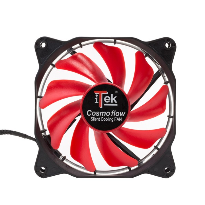itek Cosmo Flow Case per computer Ventilatore 12 cm Nero, Rosso