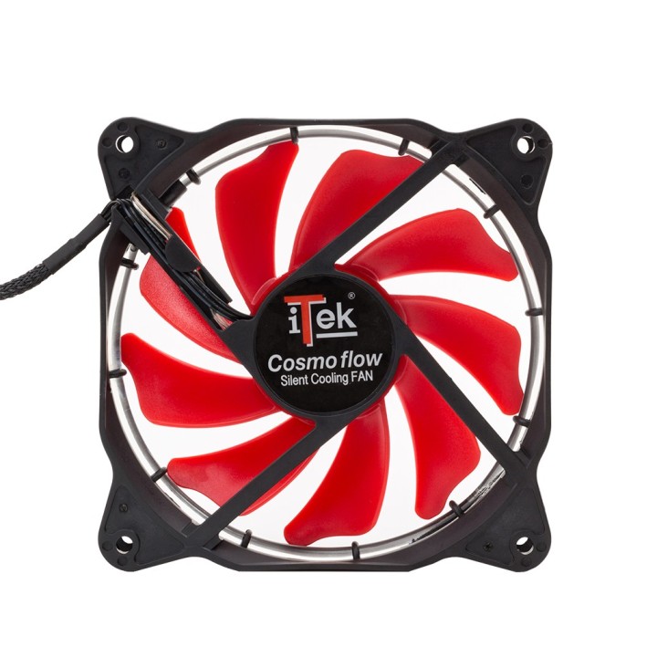 itek Cosmo Flow Case per computer Ventilatore 12 cm Nero, Rosso