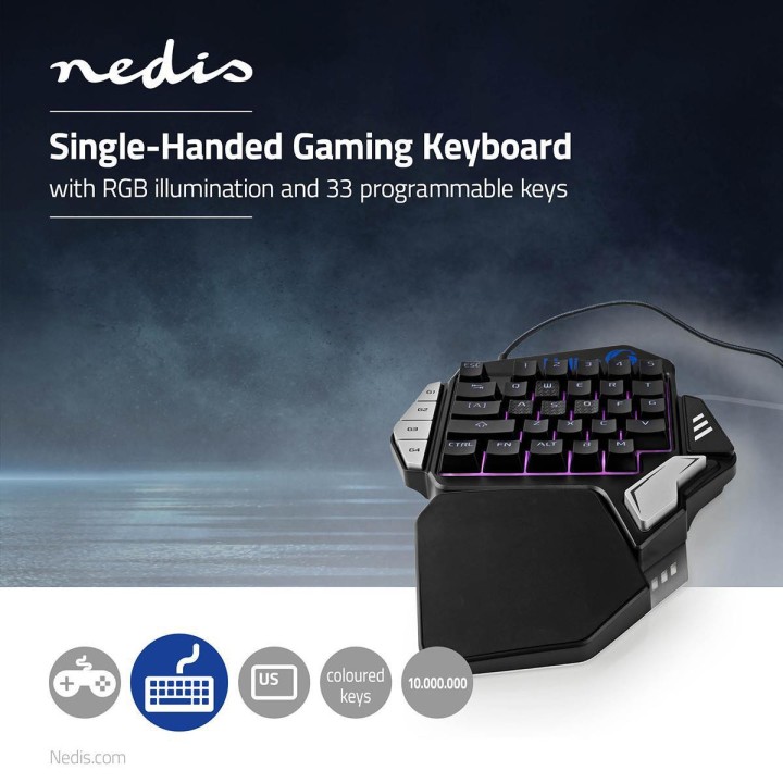 Nedis Single-Handed keyboard USB English Black