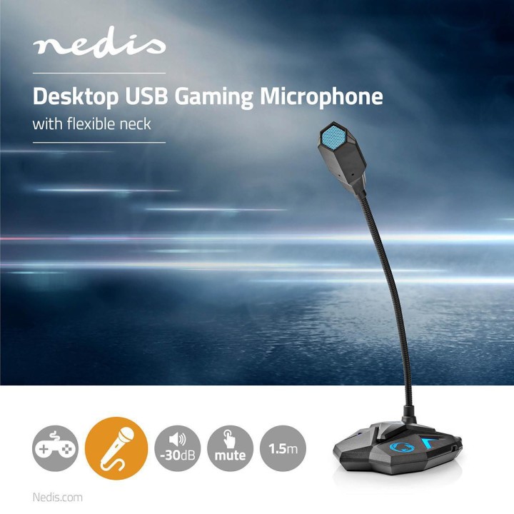 Nedis GMICGU100BK microphone Black, Blue PC microphone