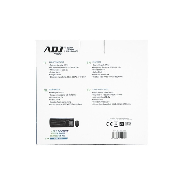 Adj 760-00016 loudspeaker 1-way Black Wired 4 W