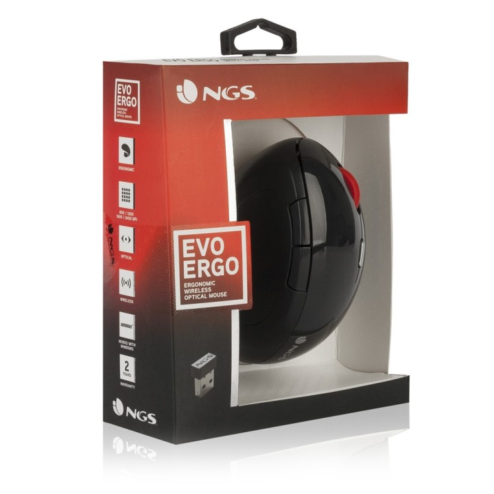 NGS EVO Ergo mouse Mano destra RF Wireless Ottico 2400 DPI