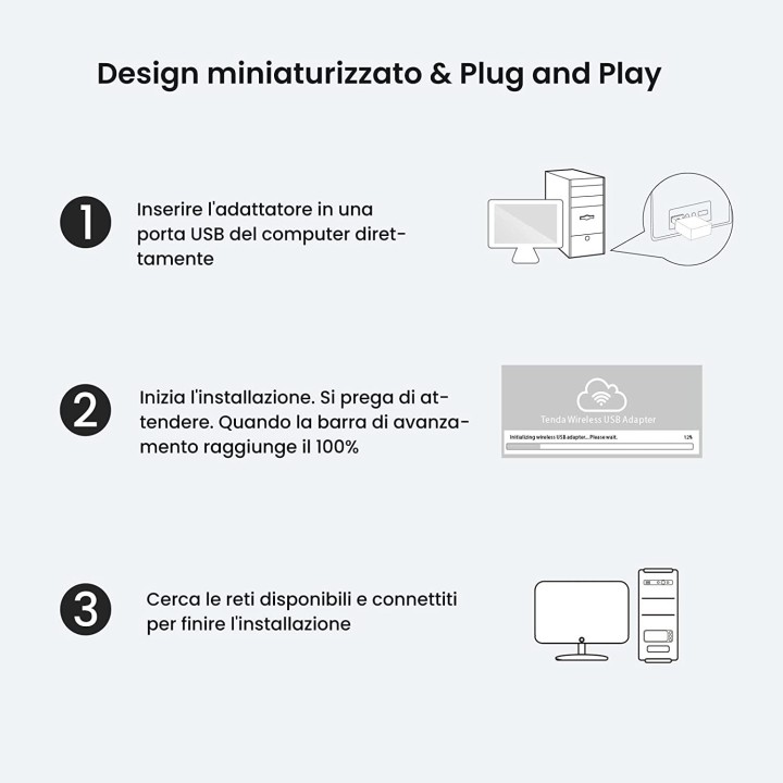 Tenda U3 Adattatore Mini USB Wi-Fi N 300Mbps